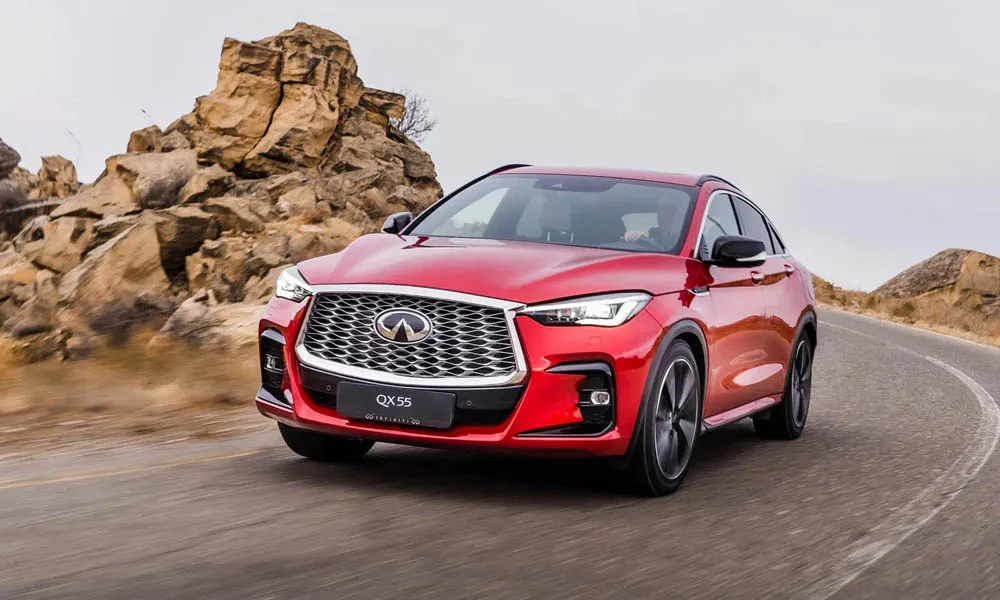 Фото Infiniti QX55 — вид спереди, фото 5. Оптика, решётка и бампер — первое впечатление о модели Infiniti QX55 — вид спереди, фото 5