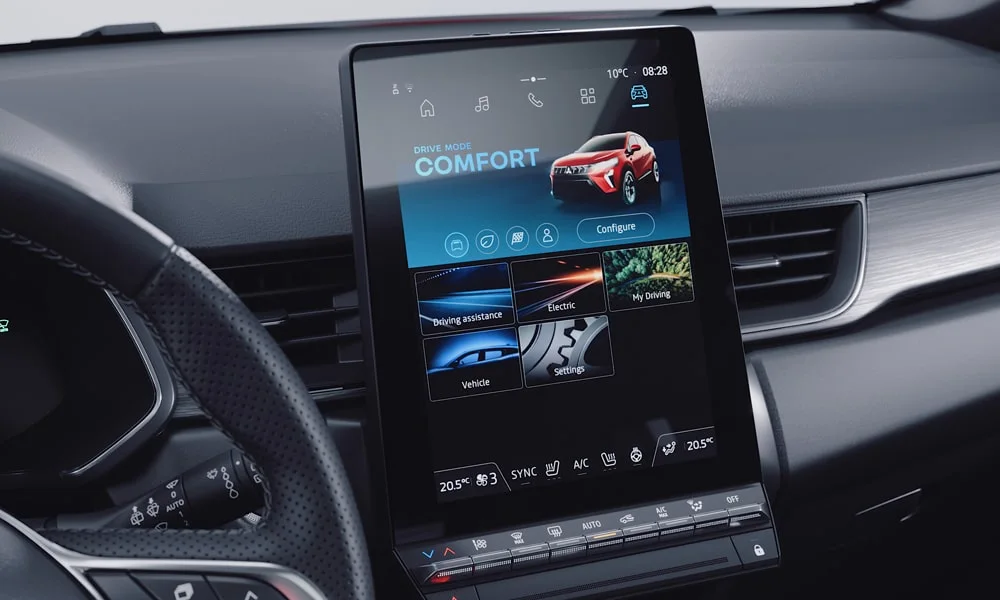 Фото Mitsubishi ASX (2024) — экран мультимедиа. Вертикальный экран мультимедиа — карты и списки помещаются целиком Mitsubishi ASX (2024) — экран мультимедиа