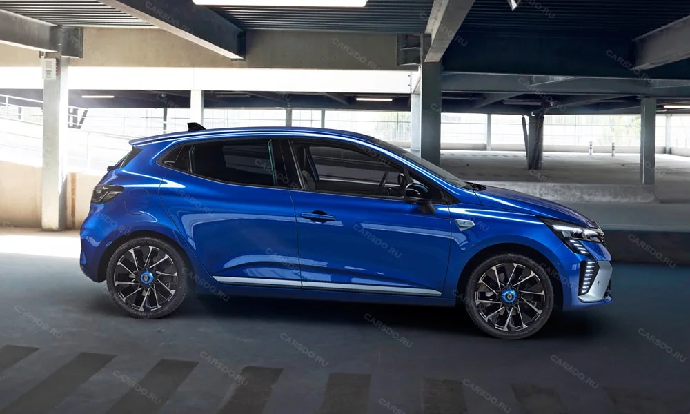 Фото Renault Clio RS — вид сбоку, фото 3. Сбоку читаются линия остекления и характер выштамповок на синем кузове Renault Clio RS — вид сбоку, фото 3