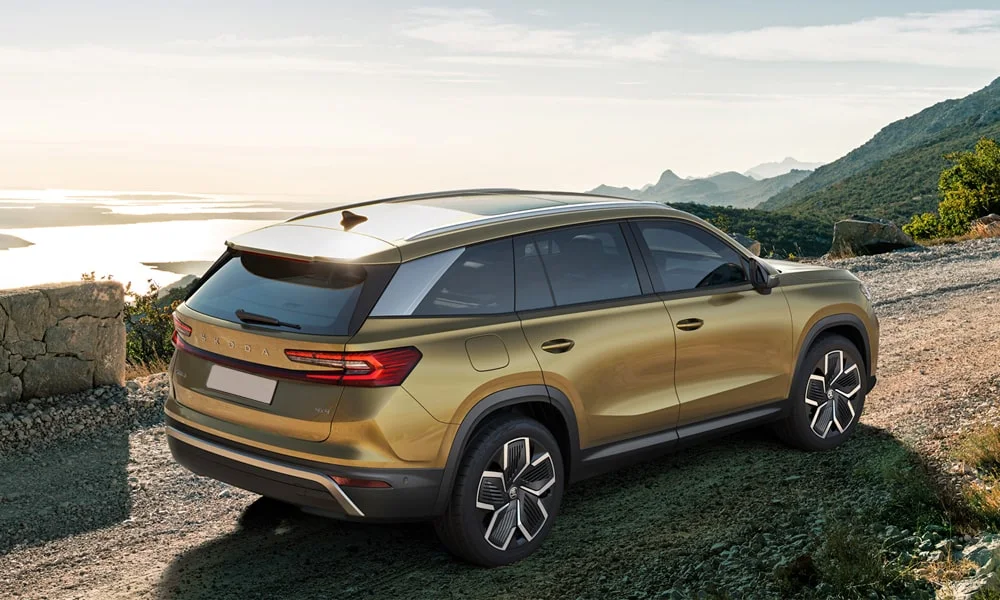 Фото Skoda Kodiaq (2024) — вид сзади, фото 9. Графика фонарей, бампер и оформление пятой двери Skoda Kodiaq (2024) — вид сзади, фото 9