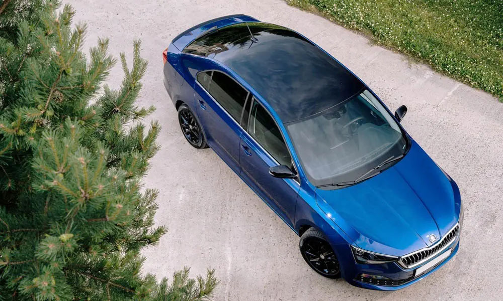 Фото Skoda Rapid — крыша. Линия крыши и панорамное остекление с высоты Skoda Rapid — крыша